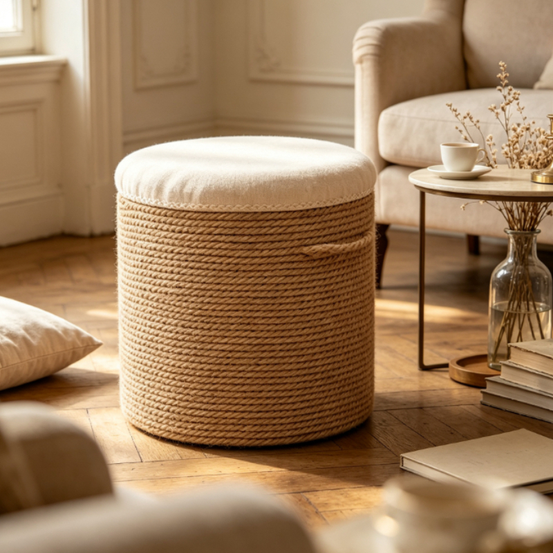 Floor Cushion Pouf - Hemp Rope Woven Meditation Cushion Breathable