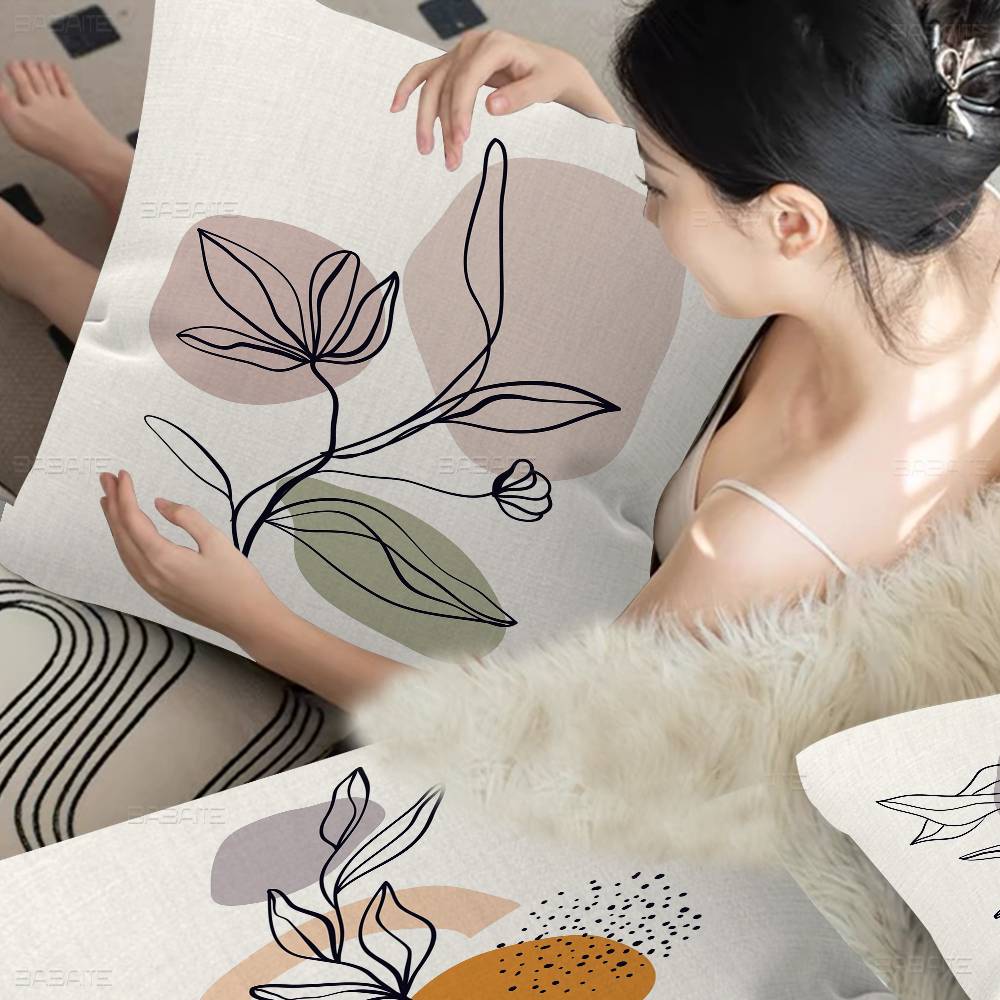 Home Textiles And Furnishing - Minimalist Abstract Line Art Pillow Gifts