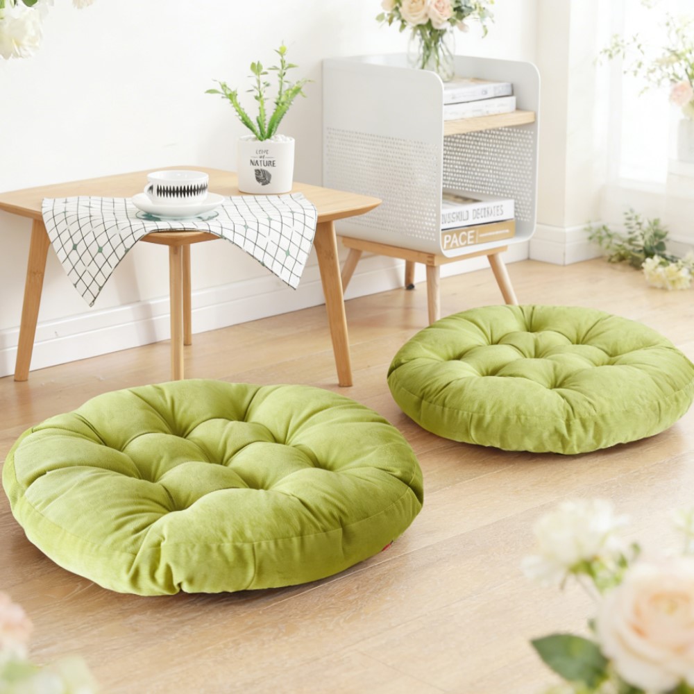 Floor Cushion Pouf - Green Large Round Floor Seat Cushion