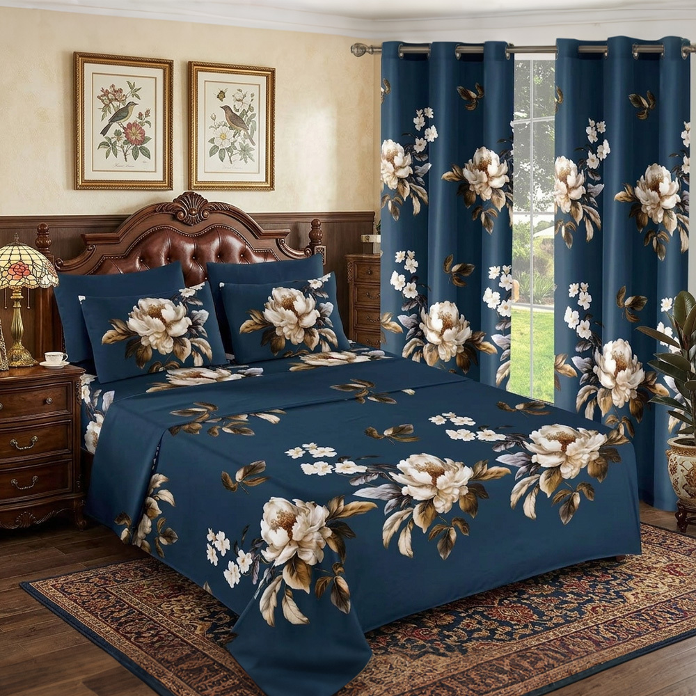 Bed Sheet Microfiber - 8 Pieces Floral Bed Sheet Set