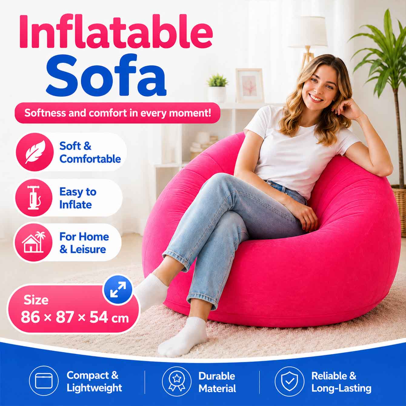 1PC Inflatable Bean Bag Chairs - Floor Cushion Pouf recensie en prijs