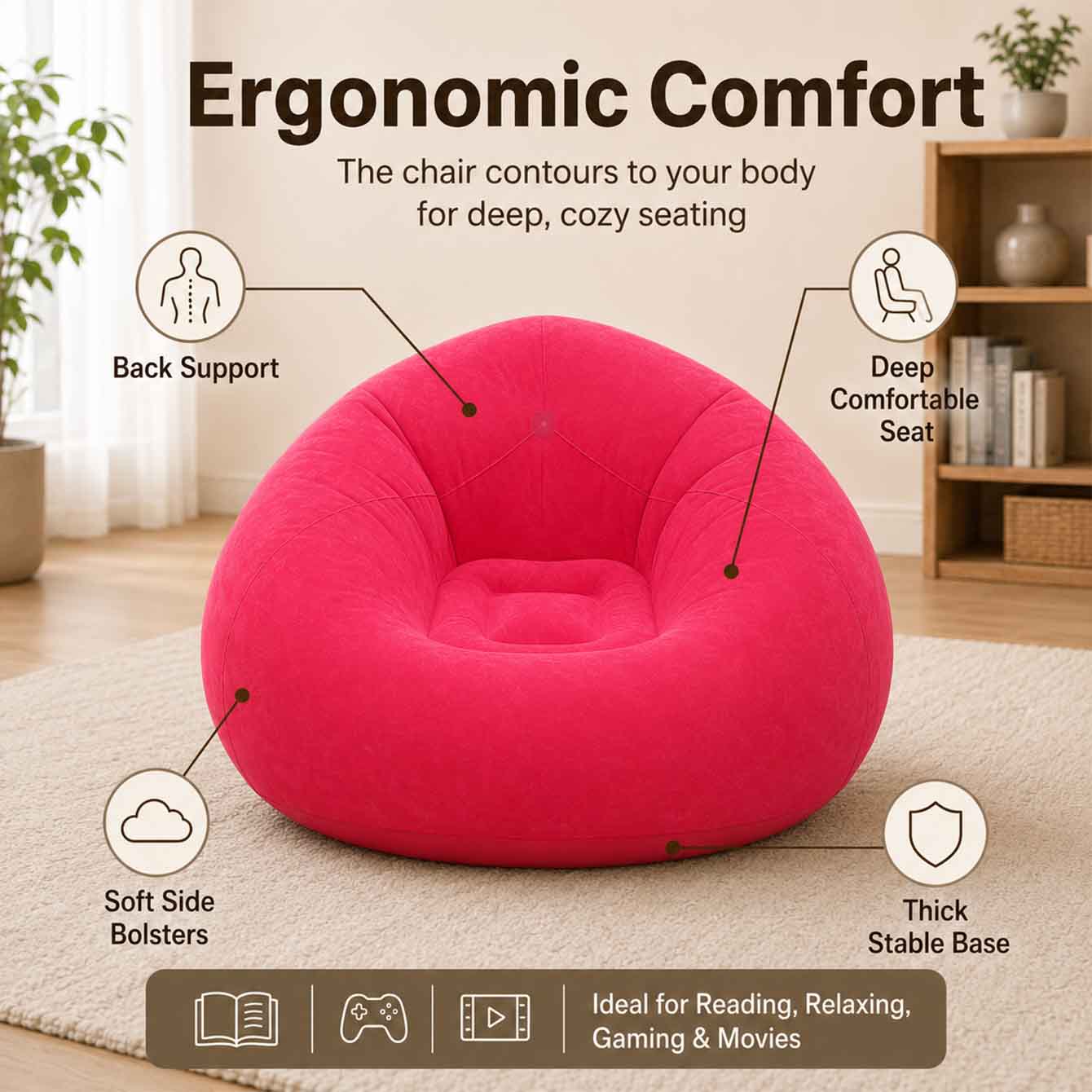1PC Inflatable Bean Bag Chairs - Floor Cushion Pouf recensie en prijs