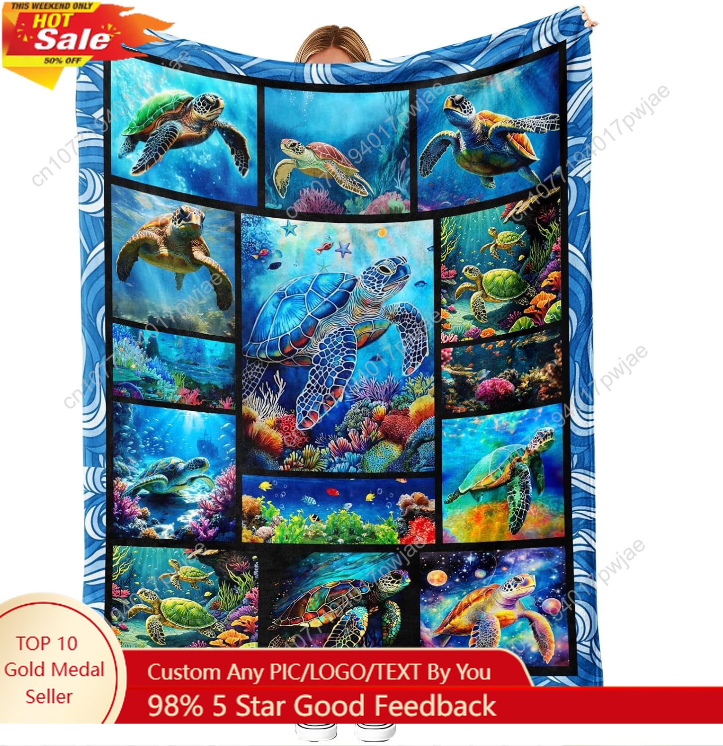 Sea Turtle Flannel Throw Blank - Home Art Textiles recensie en prijs