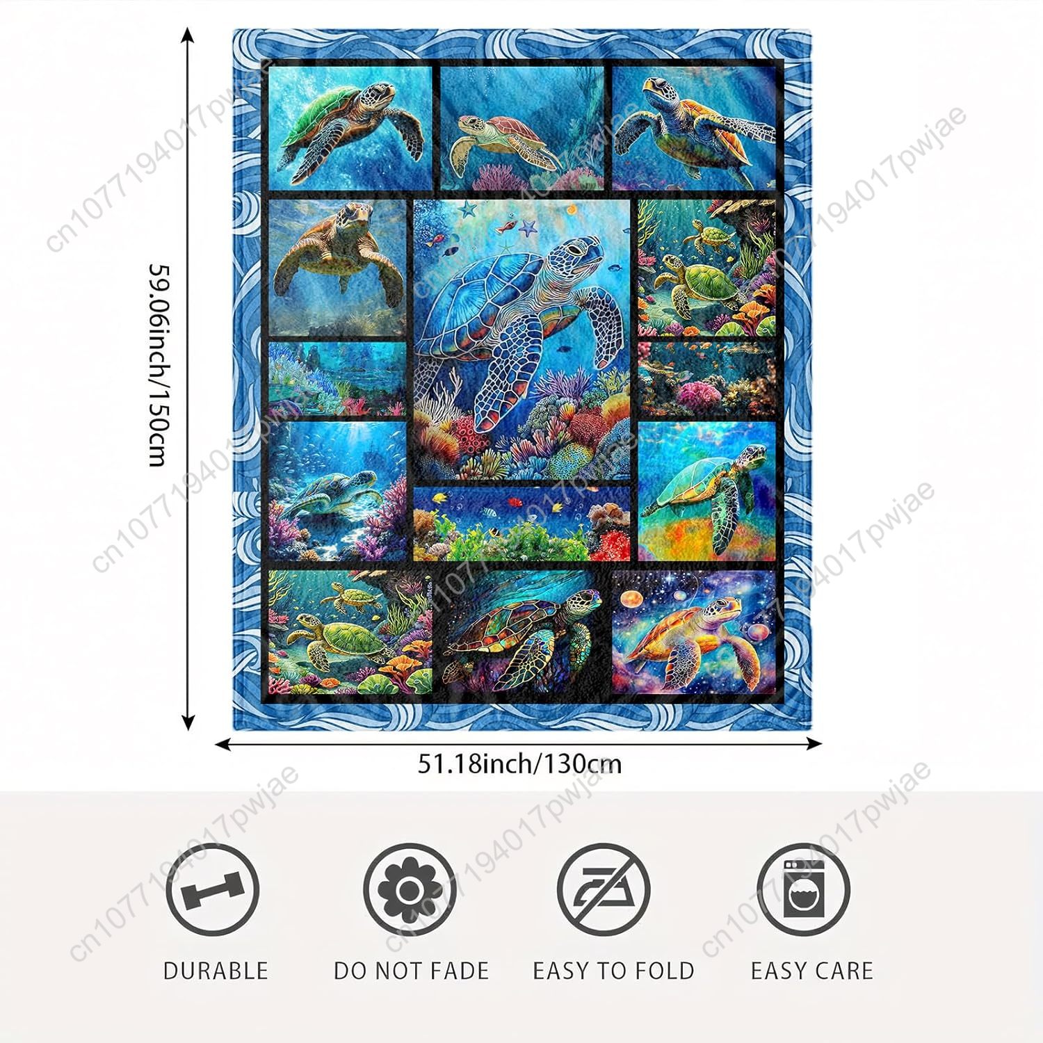 Sea Turtle Flannel Throw Blank - Home Art Textiles recensie en prijs