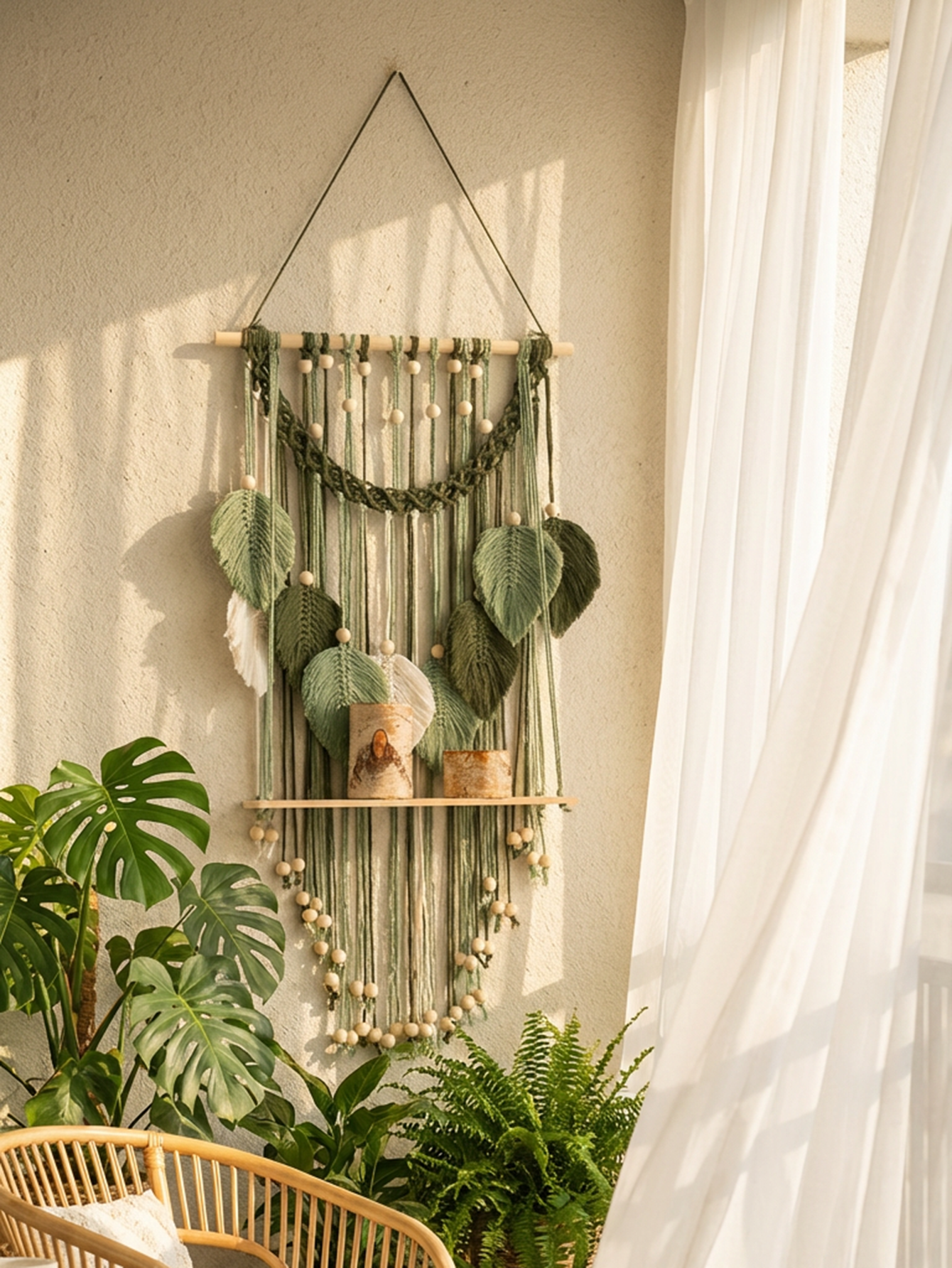 Boho Macrame Wall Hanging Shel - Home Art Textiles recensie en prijs