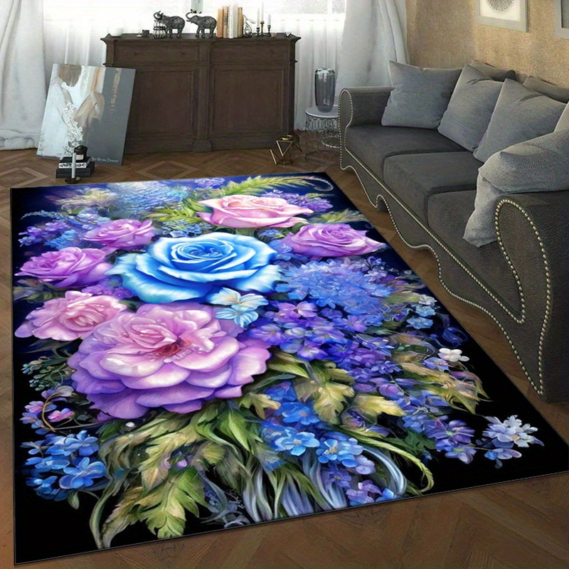 Floral rug with blue and purpl - Home Textiles And Furnishing recensie en prijs
