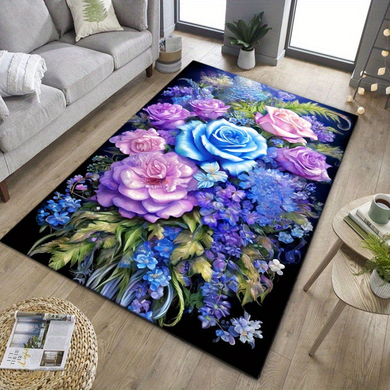 Floral rug with blue and purpl - Home Textiles And Furnishing recensie en prijs