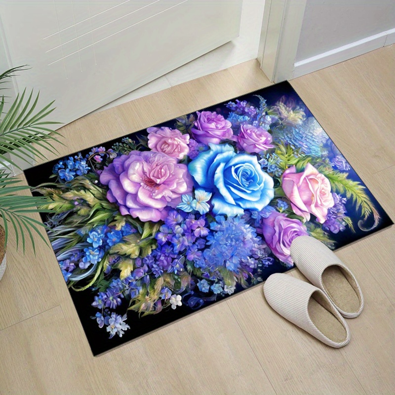 Floral rug with blue and purpl - Home Textiles And Furnishing recensie en prijs
